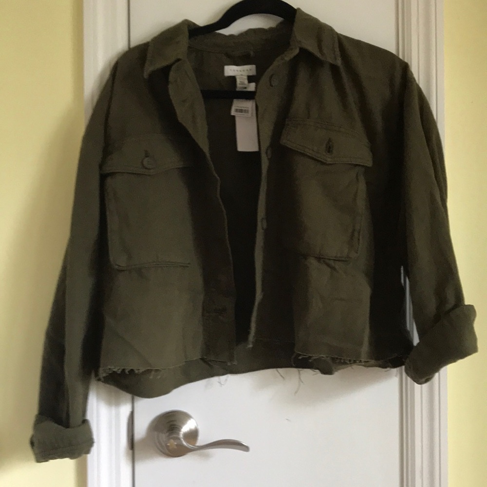 Cropped army green topshop jacket, new with tags